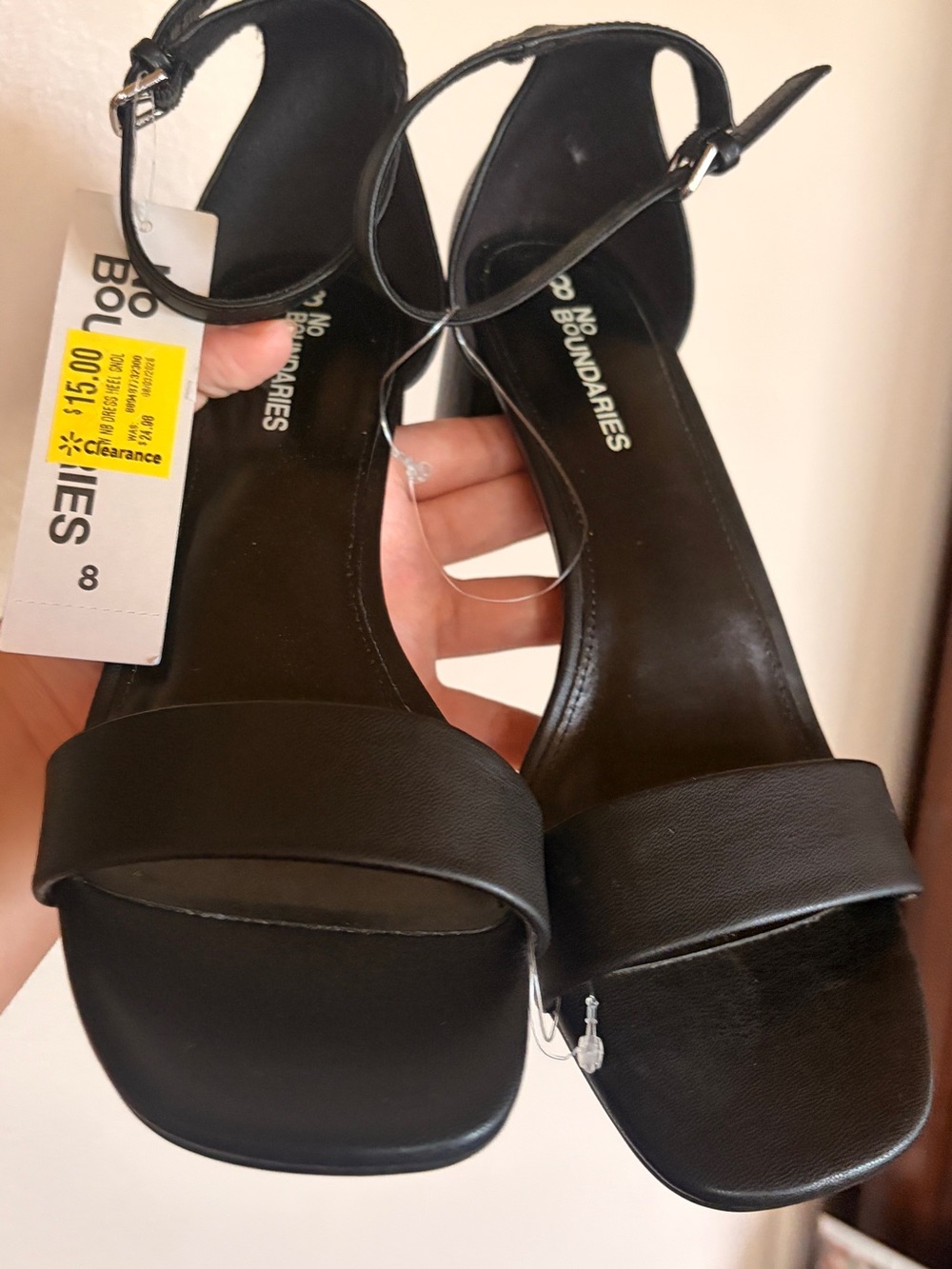 No Boundaries Black Ankle Strap Block Heel Sandals